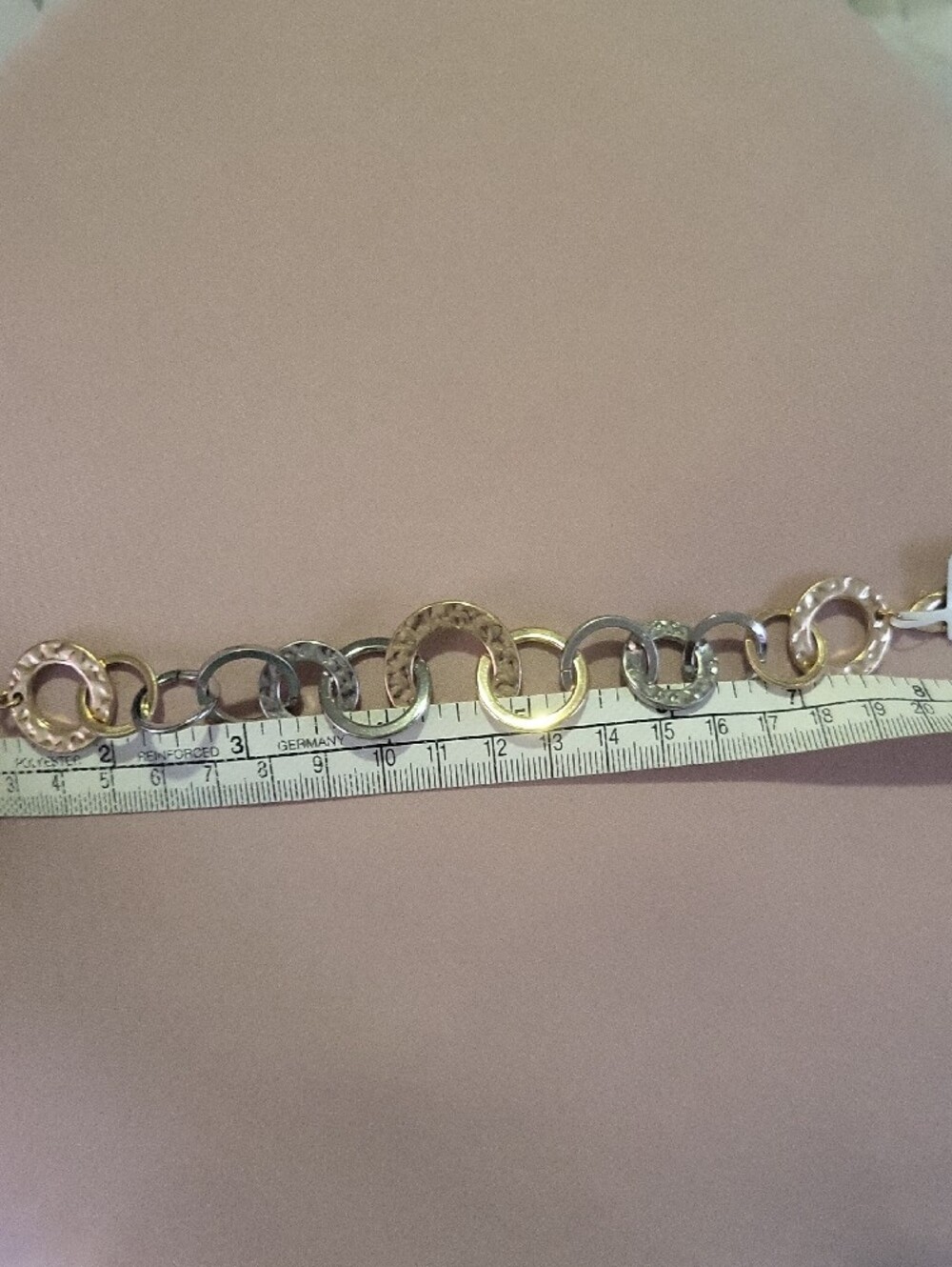 Style & Co. Two-Tone Hammered Circle Link Bracelet - Gold & Silver - Picture 5 of 6